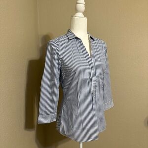 H&M Stripped Long Sleeve Button Down Blouse Size: 8